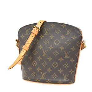 LOUIS VUITTON Logo Drouot Shoulder Bag Monogram Leather Brown M51290 88EF355